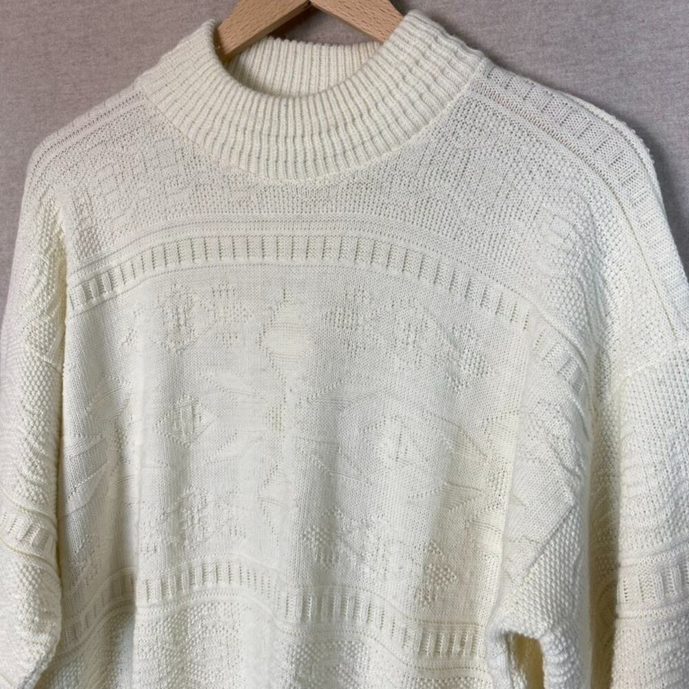 Vintage Basic Editions Womens Fair Isle Knit Sweater‎ Size L Cabincore Mock Neck